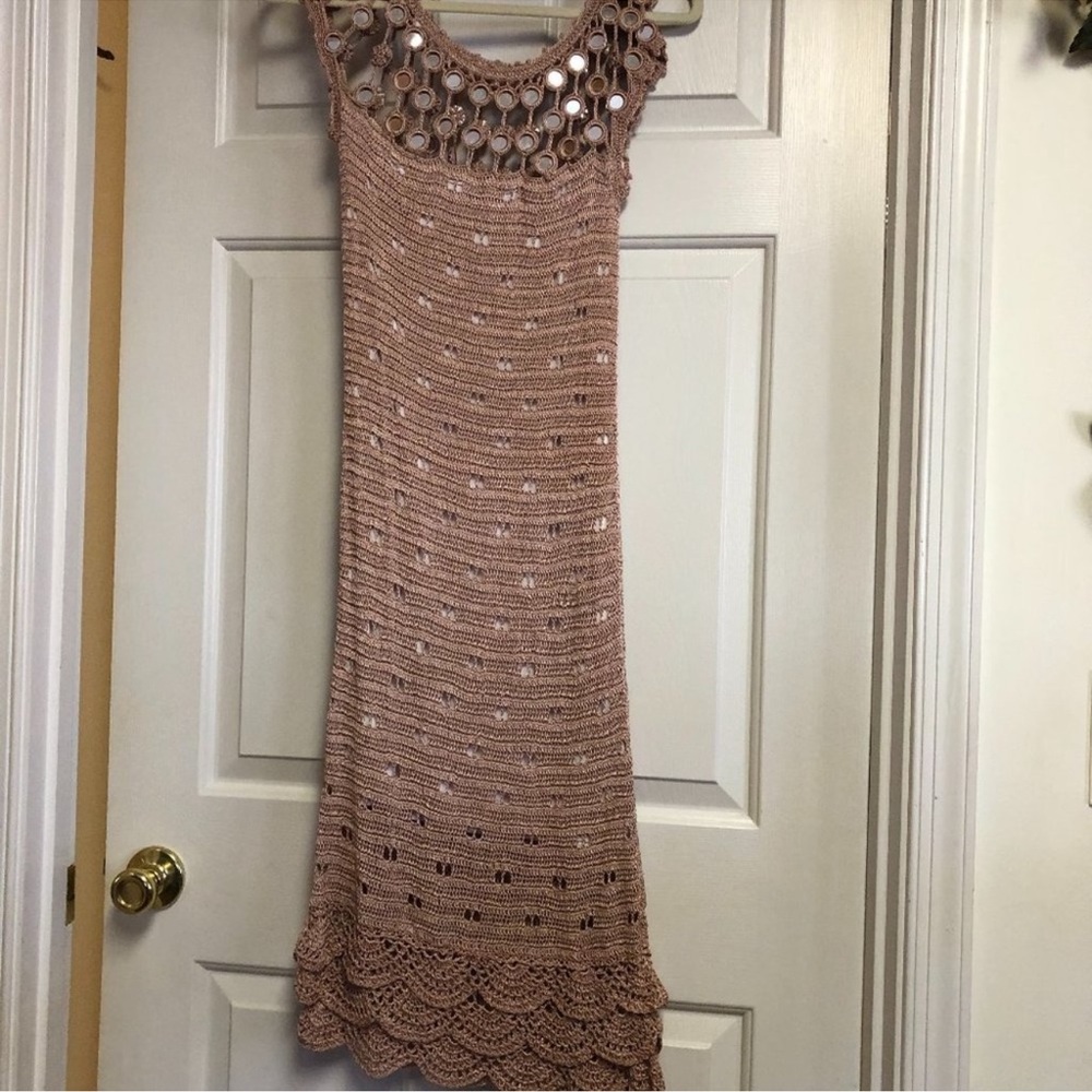VENUS Crochet Dress in Light Brown - Picture 3 of 7